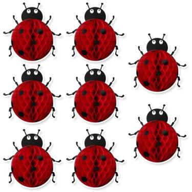 Imagem de Amyhill 8 Pcs Ladybug Party Decorations Supplies 12 Inch Ladybug Honeycomb Centerpiece Birthday Party Decorations 3D Bug Decor Hanging Bug for Birthday Baby Shower Supplies