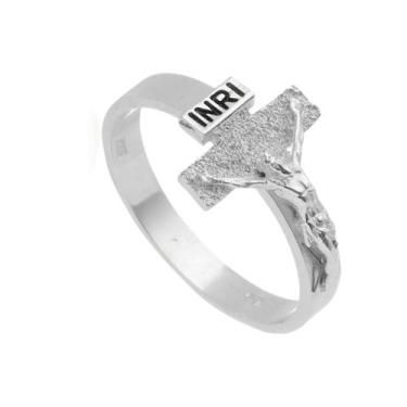 Imagem de Anel Crucifixo Com Cristo Masculino Prata 925 Kl Modelo 04 - Juniorjoi
