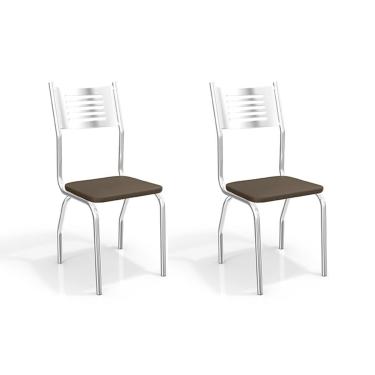 Imagem de Cadeira Sala de Jantar Munique 2C047CR Aço Kit 2 Un Cromado/Marrom 21 - Kappesberg