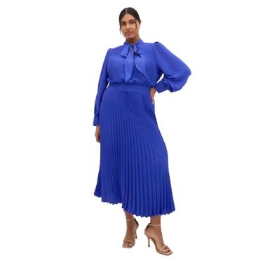Imagem de City Chic Vestido feminino plus size - Marily plissado midi, Safira, 46