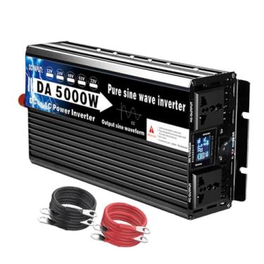 Imagem de 48V 2500 Watt Puro inversor de onda sinusoidal 48V DC a 110V 220V AC Convertidor, 5000W pico de potência inversor com 2 saídas AC LCD Display solar,12V TO 220V