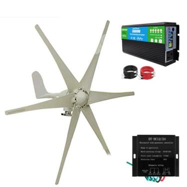 Imagem de 24v,Baixo ruído 3000W portátil vertical turbina eólica gerador kit, 12V-220V energia livre temperaturas extremas trabalho de -40 °C a 80 °C (com controlador)