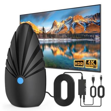 Imagem de nogyzo Antena de TV para Smart TV interna/externa, antena digital com faixa de cobertura de mais de 900 milhas, canais locais de recepção de 360°, suporta 4K 1080p para HDTV e TVs tradicionais