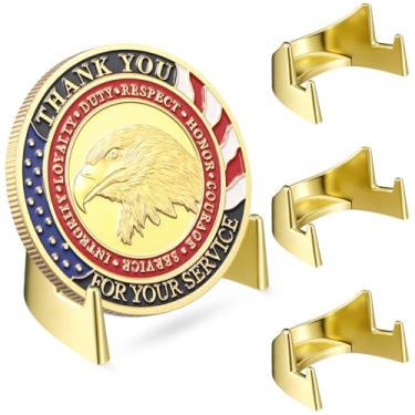 Imagem de Yaocom 4 peças suporte de exibição de moedas de metal de 4,69 cm para colecionadores de veteranos serve para moedas e medalhas de 5 cm ou mais relógios de bolso (ouro)