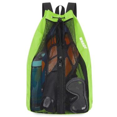 Imagem de Bolsa de natação WANDF Mochila de malha com cordão para natação verde
