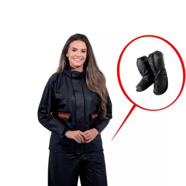 Imagem de Kit Capa de Chuva Motoqueiro Fem Protercapas Serrana P + Sobre Bota Tamanho P