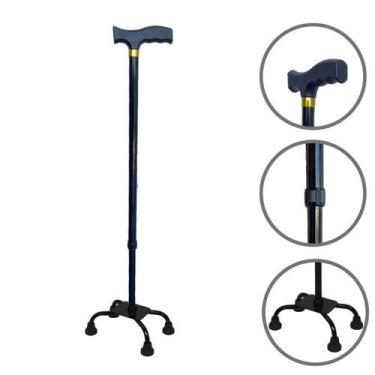 Imagem de Bengala 4 Apoios Alumínio Ortopédica 90Kg Regulagem Altura - Supermedy