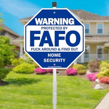Imagem de Placa de segurança FAFO - Fuck Around and Find Out - Placas de segurança doméstica para quintal - Placa FAFO, protegida por placa de segurança FAFO, 71 cm x 25 cm, alumínio livre de ferrugem com