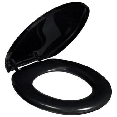 Imagem de Assento Sanitário Almofadado Tampa Vaso Oval Universal Redondo Slim(Preto)