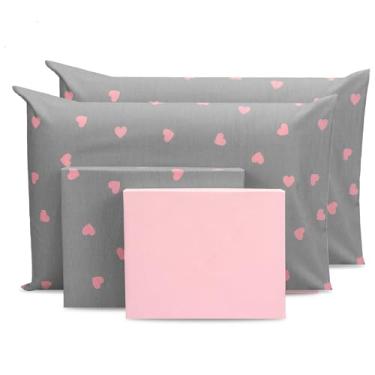 Imagem de Lençol SUPER KING 6 pçs Percal 180 Fios - Estampado 80% Algodão (LOVENCE - ROSA)