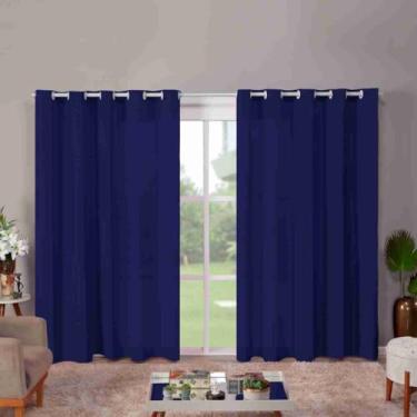 Imagem de Cortina Roma para Sala e Quarto, 300 x 220 cm, 2 Folhas, Poliéster Decorativo, Estampado (MARINHO)