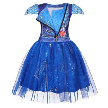 Imagem de WonderBabe Fantasia Evie Descendentes para Meninas Artigos de Festa de Aniversário Roupas para Crianças Vestido de Malha de Tule Tamanho 7-8t