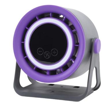 Imagem de RiToEasysports Ventilador de Mesa Com Luz LED Em Forma de Anel, Velocidade Ajustável do, Bateria Duradoura para Escritório, Quarto, Acampamento Ao Ar Livre (Cinza)