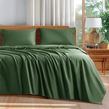 Imagem de Shilucheng Conjunto de lençóis Queen Size 100% algodão - 600 fios, lençóis de cama de algodão egípcio de luxo, lençóis de qualidade de hotel 5 estrelas, respirável e refrescante, bolso profundo de 40