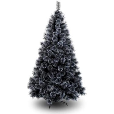Imagem de Árvore De Natal Artificial De Decoração Preta De 6ft, Agulhas De Pinheiro 325 Bch Árvore De Natal Interna Clássica Eco-friendly Para Material De Escritório Doméstico, Black,blue, 120cm(4ft)