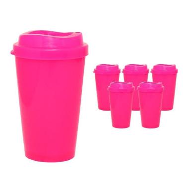 Imagem de Kit 6 Copos Mug Rosa Neon 320Ml Plástico Premium
