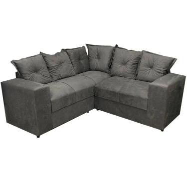 Imagem de Sofá de Canto Belo 4 Lugares 180cm x 180cm Tecido Suede Felipe Estofados Cor Cinza