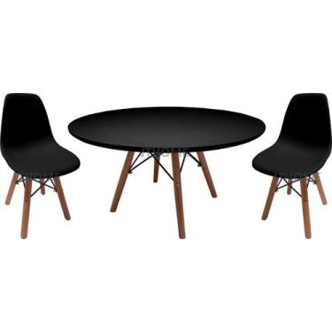Imagem de Mesa Redonda 70cm Eiffel Preto 2 cadeira Infantil  - Jthome