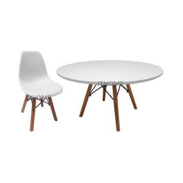 Imagem de Mesa Redonda 70cm Eiffel branca 1 cadeira Infantil  - JTHOME