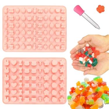 Imagem de 2 mini moldes de silicone para frutas e animais, moldes de silicone para lanches de frutas, moldes de ursinho de goma para doces, geleia, chocolate, biscoito, sobremesa, bolo, decoração, sabonete