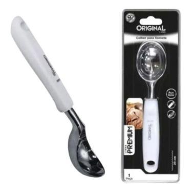 Imagem de Colher Concha Para Sorvete Inox Premium Branca 20cm Jjb Branco - JJB U