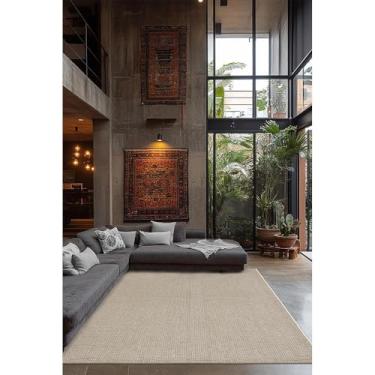 Imagem de Tapetes São Carlos – Tapete Sarja Ramos| Estilo Nórdico Liso em Polipropileno c/Proteção UV | Lavável e Compacto p/Entrada e Sala | 0,3cm x 3m x 4m