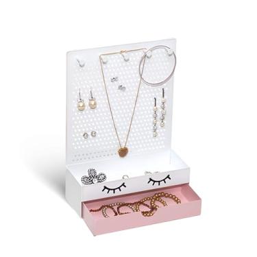 Imagem de Porta Joias Expositor Bijoux, Organizador Bijuterias Cílios, Metal, Branco, Rosa, Preto - GEGUTON
