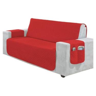Imagem de Capa Para Sofá RetráTil 2 E 3 Lugares (1,00-2,20m) – Protetor Matelada Com Porta Objetos(VERMELHO,1 LUGAR POLTRONA 50cm/ Largura)