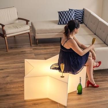 Imagem de Puff Luminoso LED em Formato de Estrela - Assento e Luminária de Chão 2 em 1 - Peça de Decoração para Eventos e Varanda - Bivolt