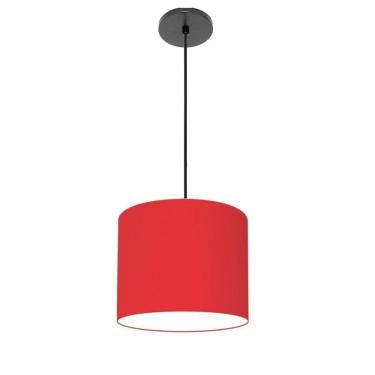Imagem de Lustre Luminária Pendente Vivare Free Lux Pe-4105pr Cúpula Em Tecido 20x22cm Vermelho Canopla Preta E Fio Preto