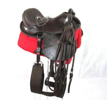 Imagem de Sela Marrom Pra Cavalo Australiana De Arco Completa Arreada + Itens 18