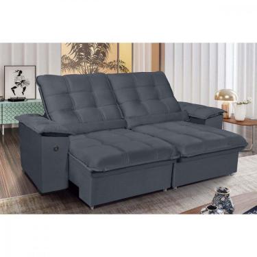Imagem de Sofá 3 Lugares Retrátil Reclinável 200cm com USB Veludo Canadá Requinte