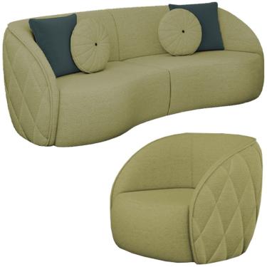 Imagem de Jogo Sofa 240 cm 3 Lug E Poltrona 1 Lug Passion TCE 1027 Linho Moll
