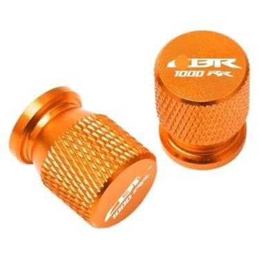 Imagem de 1 par de tampas de válvula de pneu de roda de alumínio CNC para motocicleta compatível com CBR1000RR CBR 1000RR CBR 1000 RR SP 2004-2021 (laranja)