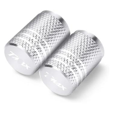 Imagem de Compatível com T-Max 500 TMAX 500 560 TMax 530 Acessórios de motocicleta Tampas de haste de válvula de pneu CNC tampas herméticas à prova de poeira (2 peças prata)