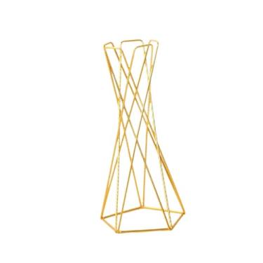 Imagem de Wswqop Suporte para plantas aéreas, suporte para flores de casamento, de metal para arranjos de flores, vaso para chá de panela festivo, Ouro