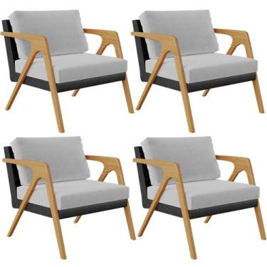 Imagem de Kit 04 Poltronas Decorativas Sala Estar Pietra L02 material sintético 