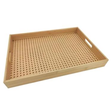Imagem de Bandeja Retangular  Mimo Style Bambu Palhinha 39x28 cm