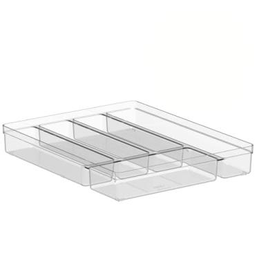 Imagem de Organizador de Talheres com 5 Divisória, Transparente, Plástico, para Gaveta de Cozinha, Mesa, Colher, Garfo, Faca, Utensílio, Louça (Organizador de Talheres 5 Seções)