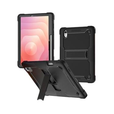 Imagem de Capa para tablet Samsung Galaxy Tab S11 de 11 polegadas, capa à prova de choque de 3 camadas WUNIAK com suporte e compartimento para caneta, parte traseira rígida de policarbonato e capa interna de