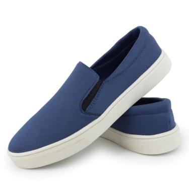 Imagem de Tênis Slip On Sapatênis Confortável Leve Versátil Estiloso Solado Macio Calce Fácil Prático Iate Masculino Feminino Casual Elástico Lateral (Azul, BR, Adulto, Numérico, 42)