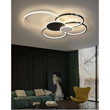 Imagem de Luminária de teto LED em formato de círculo com design de cluster e controle remoto estilo nórdico moderno e simples para sala de estar, casa, quarto, luxo, escritório, restaurante, luzes pr