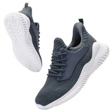 Imagem de VIPSUPER Tênis feminino de caminhada – Espuma viscoelástica, sem cadarço, academia, treino, enfermagem, conforto e trabalho, leve, Cinza escuro, 41