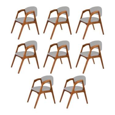 Imagem de Conjunto com 8 Cadeiras de Jantar Estofada Gabriela Cerejeira Linho Ci