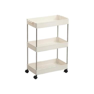 Imagem de Estante Carrinho Com 3 Prateleiras Com Rodinhas Organizador Multiuso Para Cozinha Banheiro Quarto
