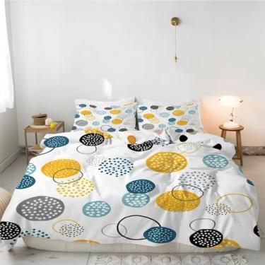 Imagem de Conjunto De Cama De Bebê Blue Dots - Capa De Edredom Reversível Laranja Branca 100x135 Cm Fronha 40x60 Cm - Design Abstrato Moderno - 100% Microfibra -, White Orange, Super King(3 Piece)
