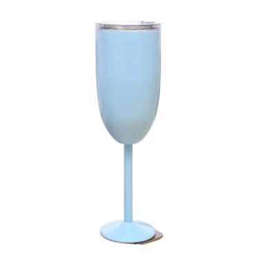 Imagem de Taça Térmica Parede Dupla Com Tampa Para Gin Drinks Vinho Bebidas Taças Mantém Temperatura Ideal Para Festas De Fim De Semana(500ML,Azul Bebe)