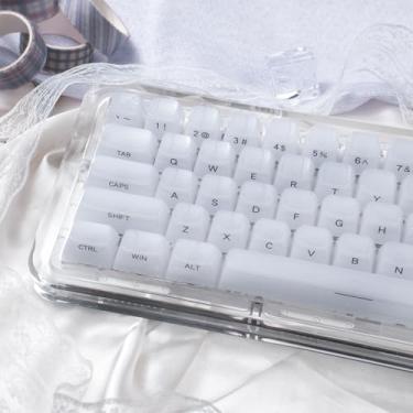 Imagem de 119 teclas brancas Jell Keycaps MDA Profile Keycaps conjunto adequado para 61/64/87/104/108 Cherry Mx Switches teclado mecânico (branco)