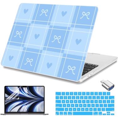 Imagem de Teryeefi Capa para MacBook Air de 13 polegadas M4 M3 M2 2025 2024 2022 versão compatível com modelo A3240/A3113/A2681, capa rígida para laptop com capa de teclado, protetor de tela e adaptador USB C