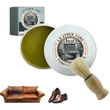 Imagem de Pomada de reparo de couro e móveis com escova - polimento de madeira e couro, condicionador e limpador para sofás, cadeiras, mesas - Restaurador e hidratante, kit de manutenção de estofados domésticos